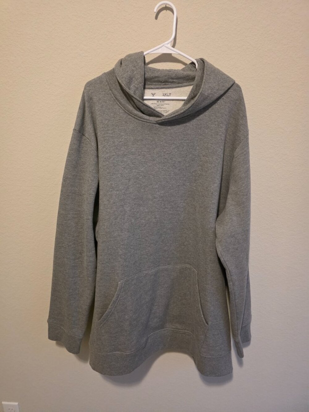 MENS Gray Cowl-Neck Pullover Hoodie – Size 3XLT